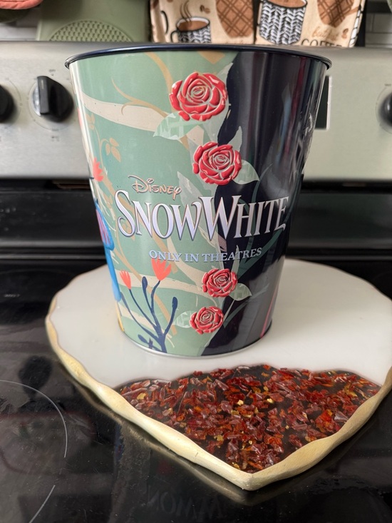 Disney Other - Disney Snow White Floral Popcorn Tin in Green, Black & Red
